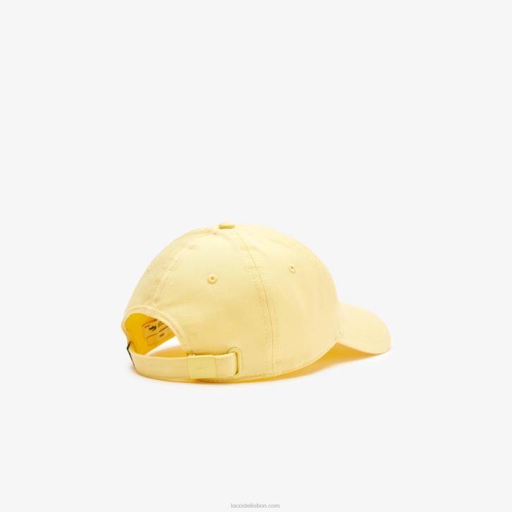 homens Lacoste amarelo 107 boné de sarja de algodão orgânico ajustável 08D02155