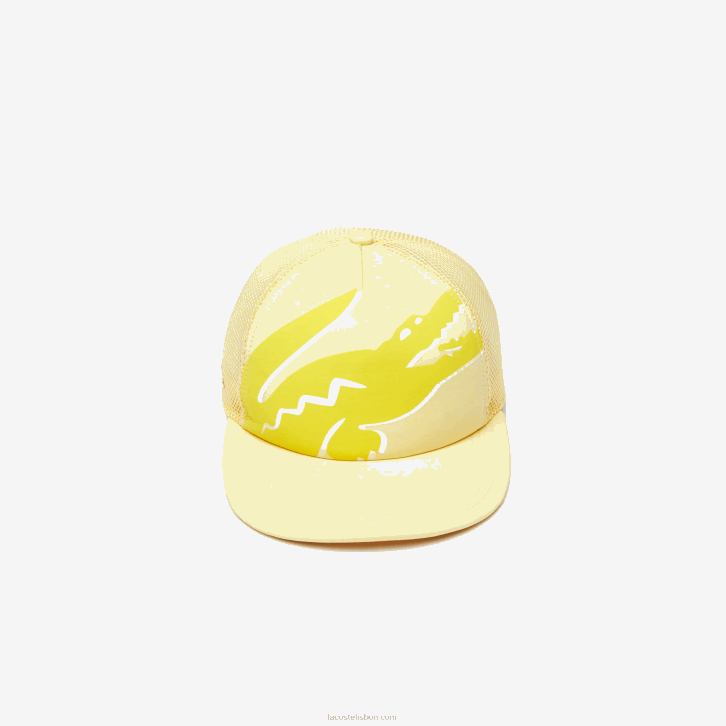 homens Lacoste amarelo 6xp boné de malha e neoprene com estampa de crocodilo 08D02304
