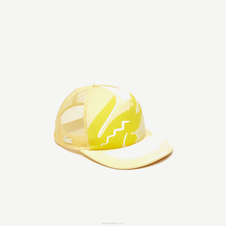 homens Lacoste amarelo 6xp boné de malha e neoprene com estampa de crocodilo 08D02304