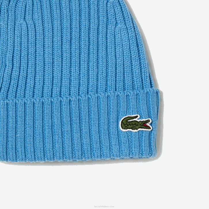 homens Lacoste azul 4x gorro de lã com nervuras 08D02272