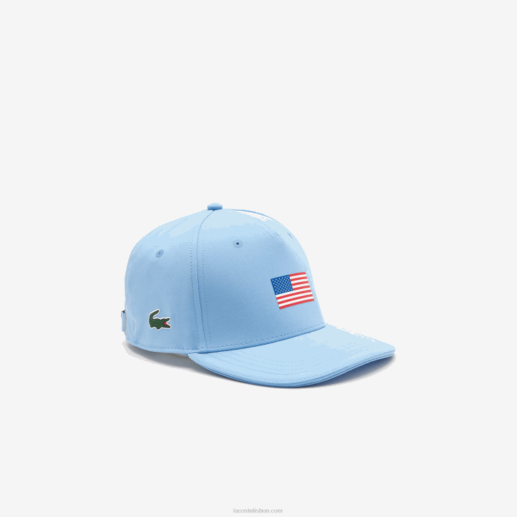 homens Lacoste azul 5r4 boné ajustável da bandeira americana do esporte da taça dos presidentes 08D02332