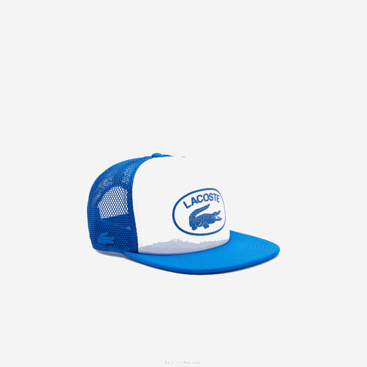 homens Lacoste azul branco lux boné de malha e neoprene 08D02163