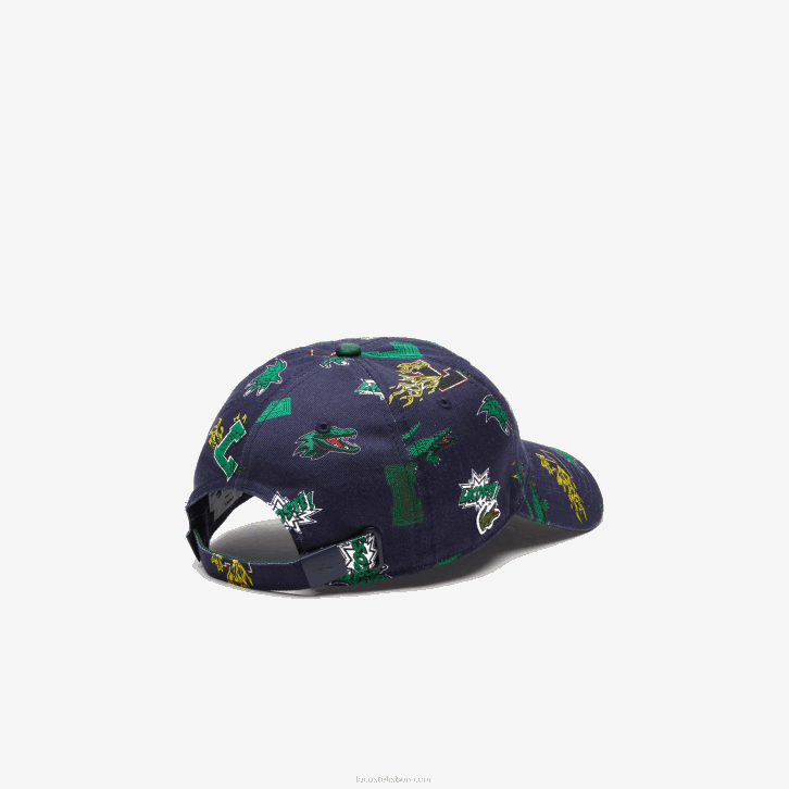 homens Lacoste azul marinho 166 boné com estampa de crocodilo 08D02249
