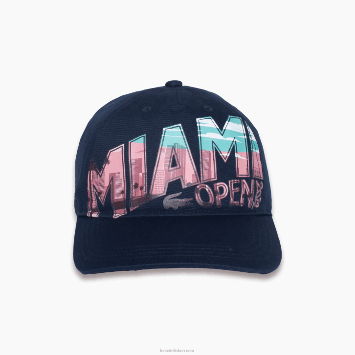 homens Lacoste azul marinho 166 chapéu gráfico miami open miami 08D02338