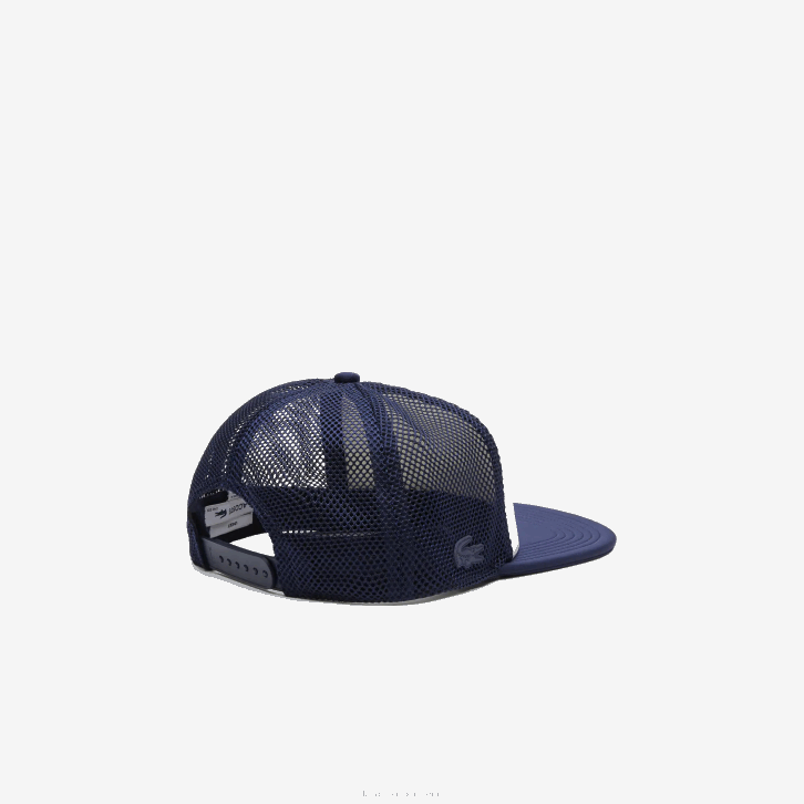 homens Lacoste azul marinho branco 525 boné de malha e neoprene 08D02164