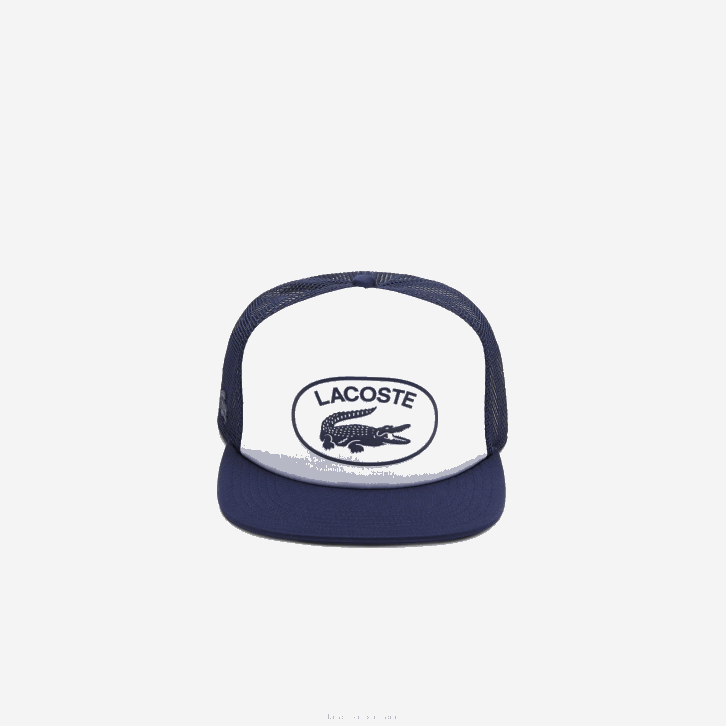 homens Lacoste azul marinho branco 525 boné de malha e neoprene 08D02164