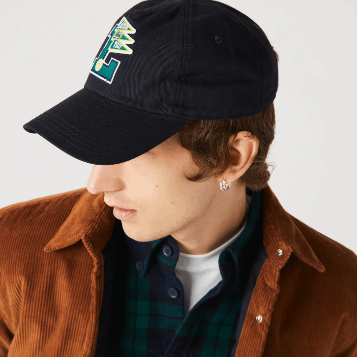 homens Lacoste azul marinho hde flâmulas l gorro de algodão orgânico 08D02301