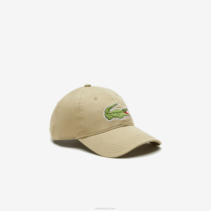 homens Lacoste bege cb8 boné de sarja de algodão orgânico ajustável 08D02138