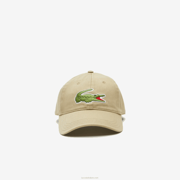 homens Lacoste bege cb8 boné de sarja de algodão orgânico ajustável 08D02138