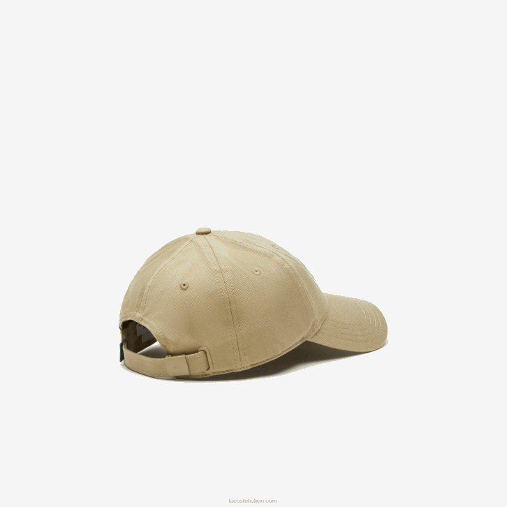 homens Lacoste bege cb8 boné de sarja de algodão orgânico ajustável 08D02138