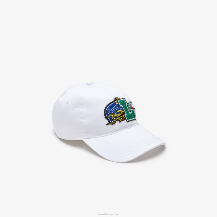 homens Lacoste branco 001 boné de distintivo de contraste 08D02238