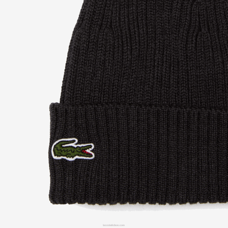 homens Lacoste cinza el6 gorro de lã com nervuras 08D02230