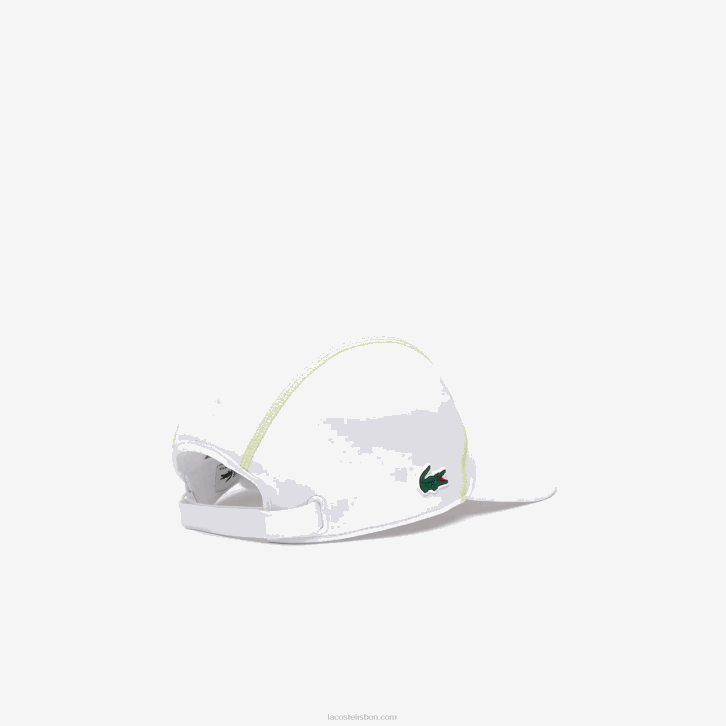homens Lacoste dvj amarelo branco boné de painel de malha de tênis 08D02142