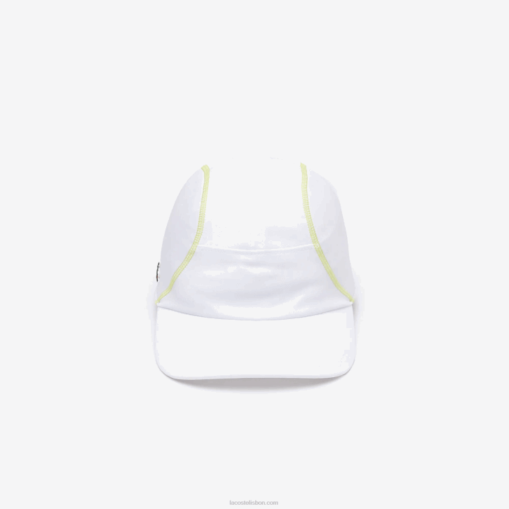 homens Lacoste dvj amarelo branco boné de painel de malha de tênis 08D02142