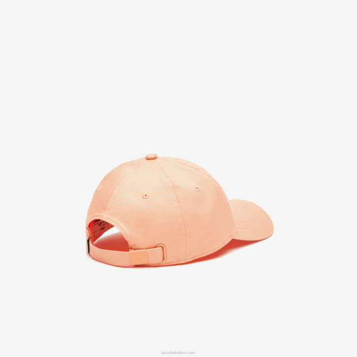 homens Lacoste heb laranja claro boné de sarja de algodão orgânico ajustável 08D02177