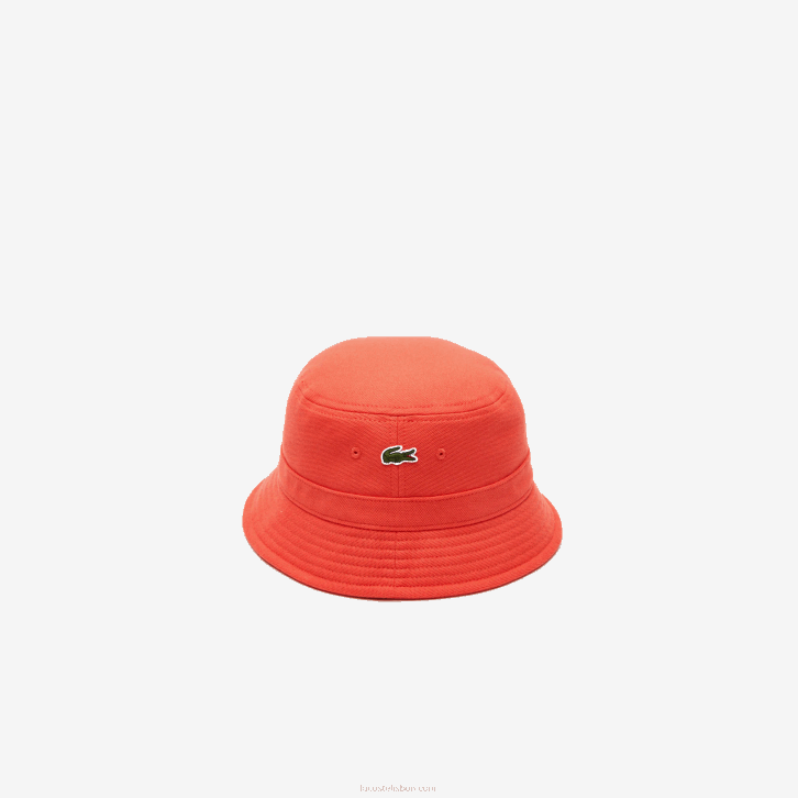 homens Lacoste laranja 02k chapéu de balde de algodão orgânico 08D02189
