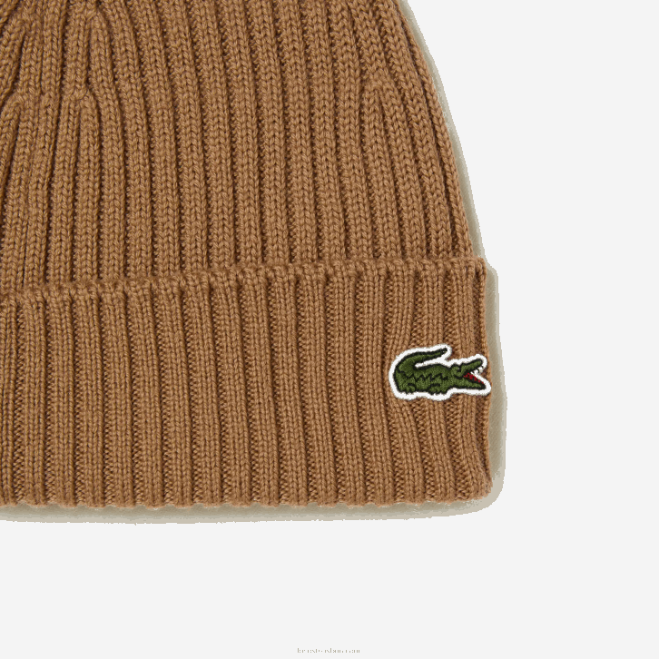 homens Lacoste marrom z0w gorro de lã com nervuras 08D02257