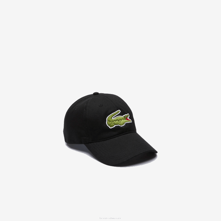 homens Lacoste preto 031 alça contrastante e gorro oversized de algodão crocodilo 08D02231
