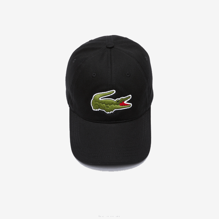 homens Lacoste preto 031 alça contrastante e gorro oversized de algodão crocodilo 08D02231