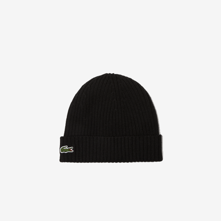 homens Lacoste preto 031 gorro de lã com nervuras 08D02227