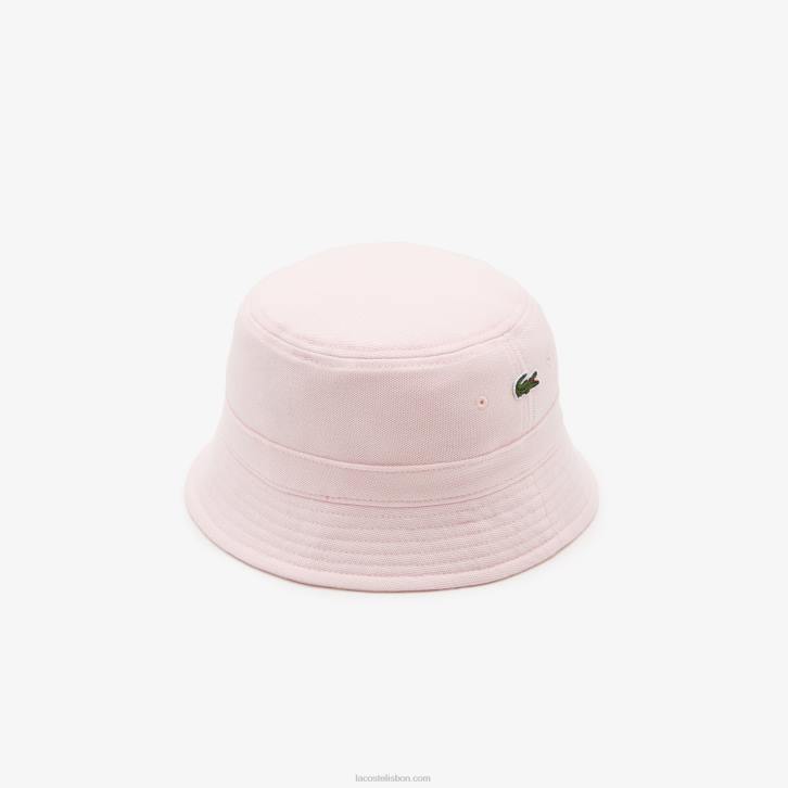 homens Lacoste rosa claro t03 chapéu de balde de algodão orgânico 08D02158