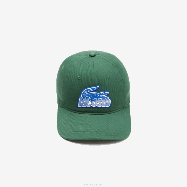 homens Lacoste verde 132 boné com marca de patch de crocodilo 08D02147