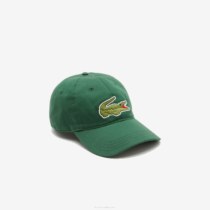 homens Lacoste verde 132 boné de sarja de algodão orgânico ajustável 08D02268