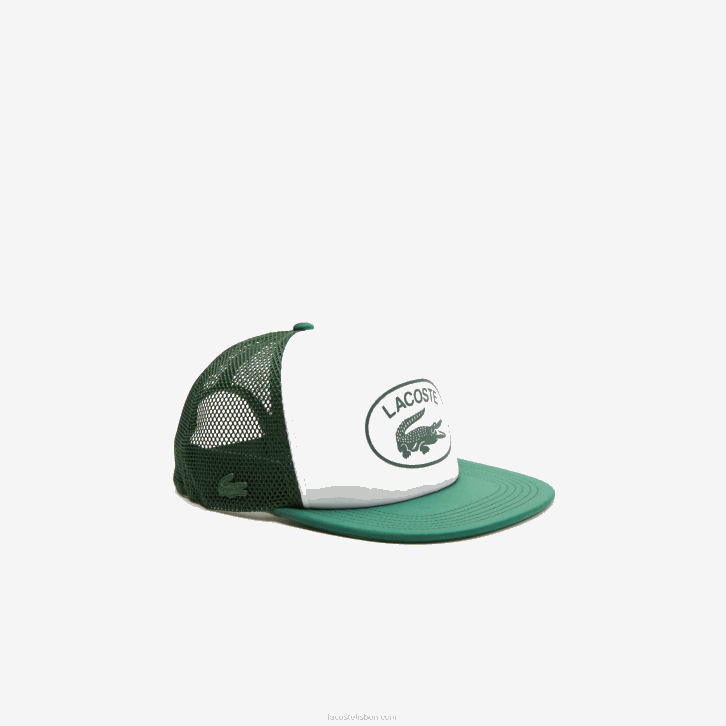 homens Lacoste verde branco 291 boné de malha e neoprene 08D02161