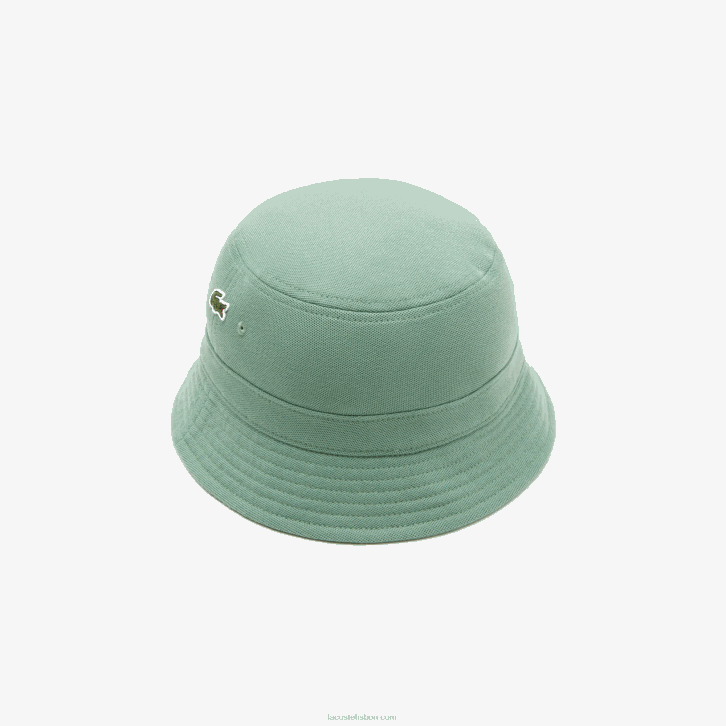 homens Lacoste verde caqui kx5 chapéu de balde de algodão orgânico 08D02176