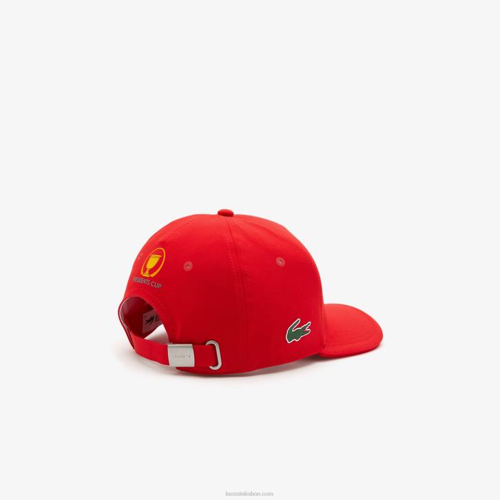 homens Lacoste vermelho 240 boné ajustável da bandeira americana do esporte da taça dos presidentes 08D02330