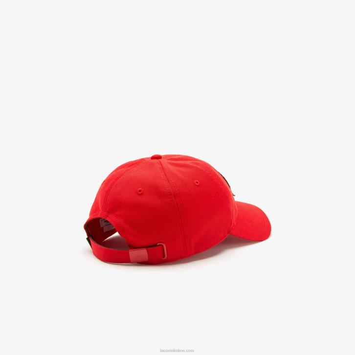 homens Lacoste vermelho 240 boné de distintivo de contraste 08D02240