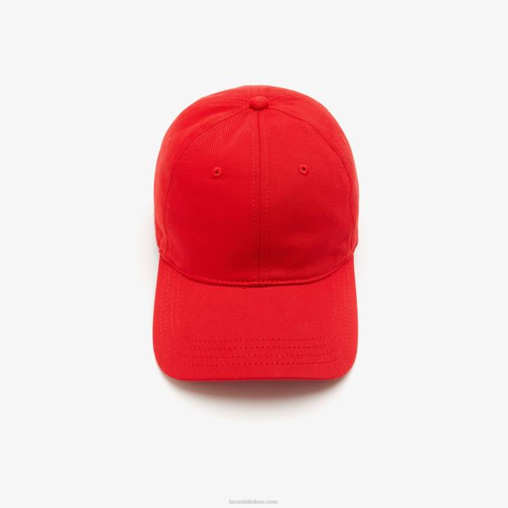 homens Lacoste vermelho 240 boné de sarja de algodão orgânico 08D02325