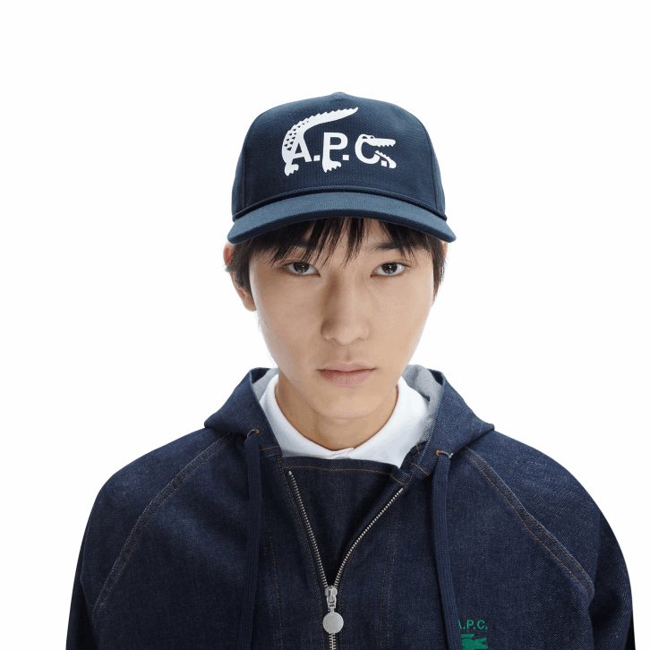 homensazul wgh lacoste x a.p.c. gorro de algodão orgânico 08D02343
