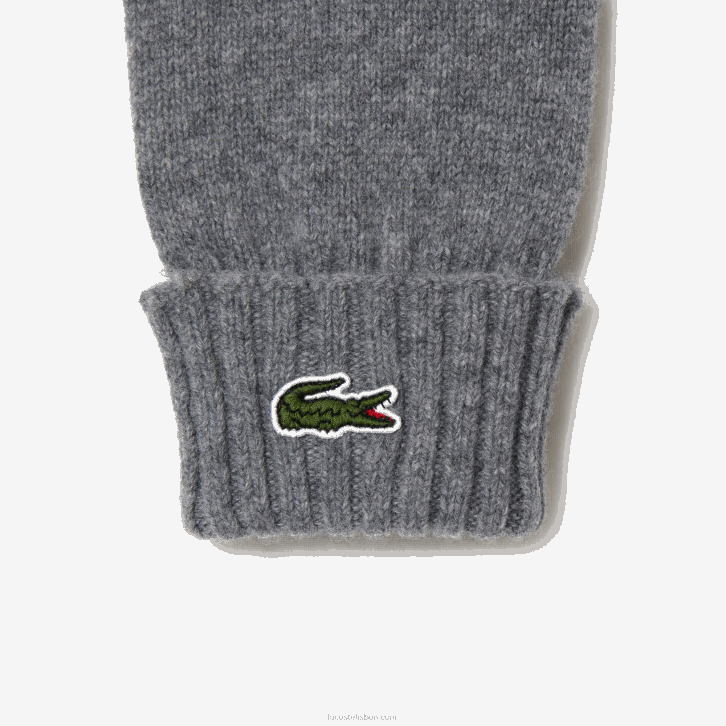 homens Lacoste ano chine cinza luvas de jérsei de lã 08D02337