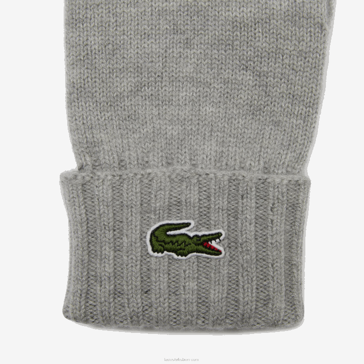 homens Lacoste ano chine cinza luvas de jérsei de lã 08D02337