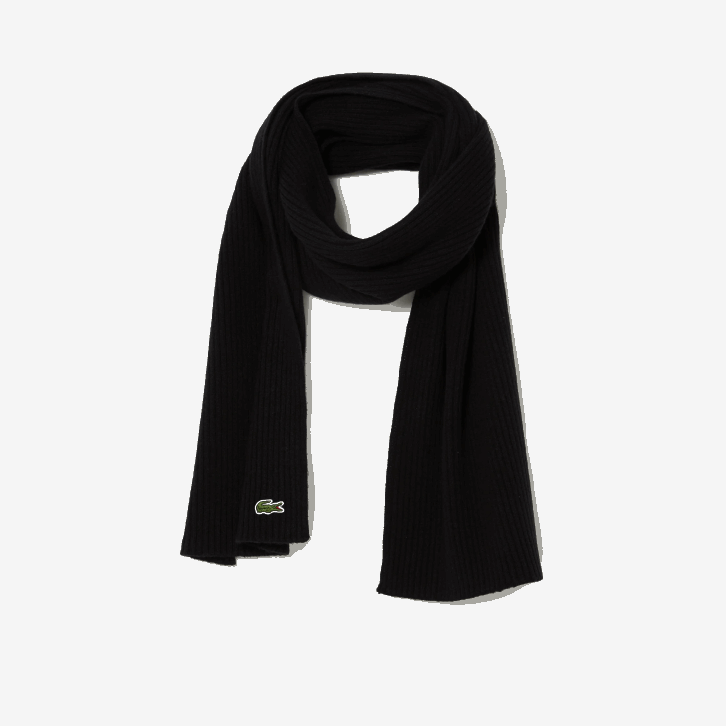 homens Lacoste preto 031 cachecol de lã com nervuras 08D02283