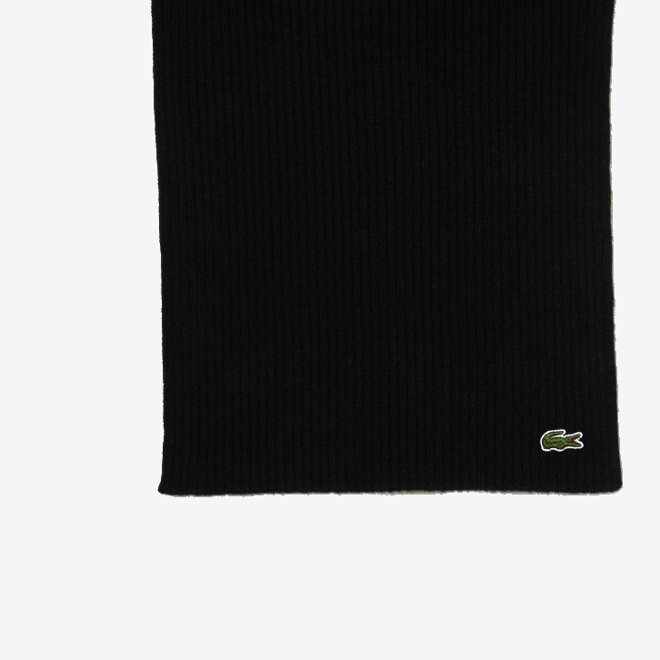 homens Lacoste preto 031 cachecol de lã com nervuras 08D02283