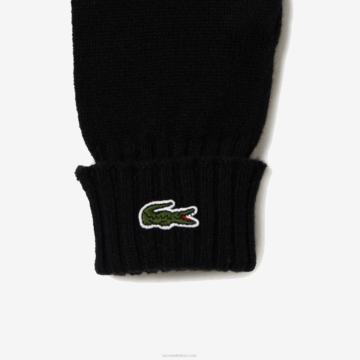 homens Lacoste preto 031 luvas de jérsei de lã 08D02336