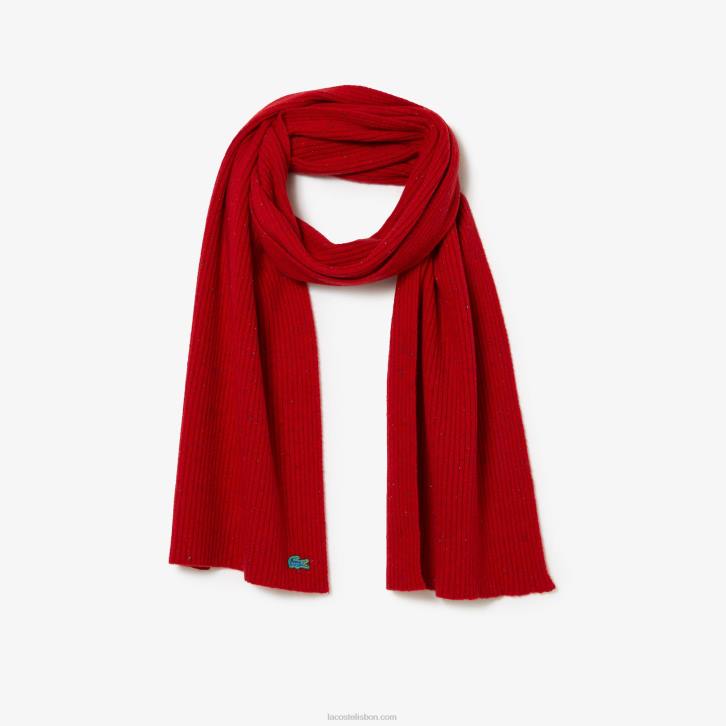 homens Lacoste vermelho 7cq lenço de lã salpicado 08D02303
