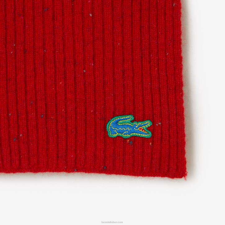 homens Lacoste vermelho 7cq lenço de lã salpicado 08D02303