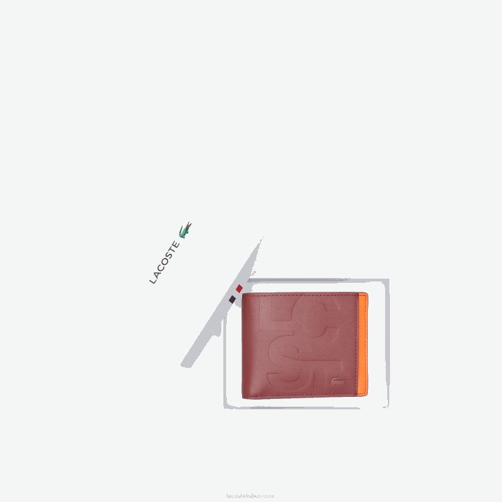 homens Lacoste cranberry celosie k92 carteira de notas com bloco de cores de impressão lcst 08D02131