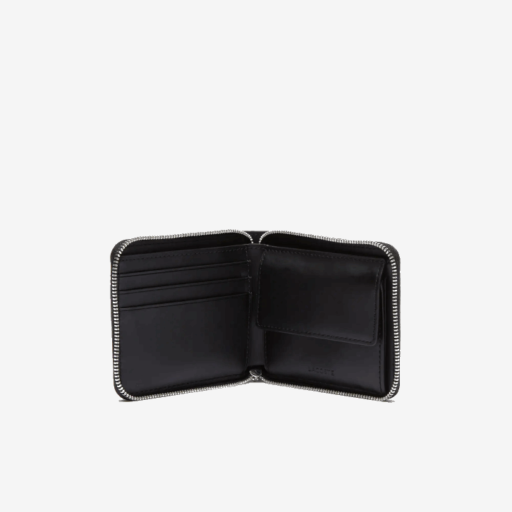 homens Lacoste monograma noir gris h45 carteira pequena com zíper e estampa de monograma 08D02126