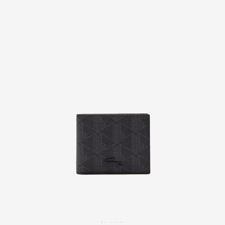 homens Lacoste monograma noir gris h45 carteira pequena de lona com monograma the blend 08D02044