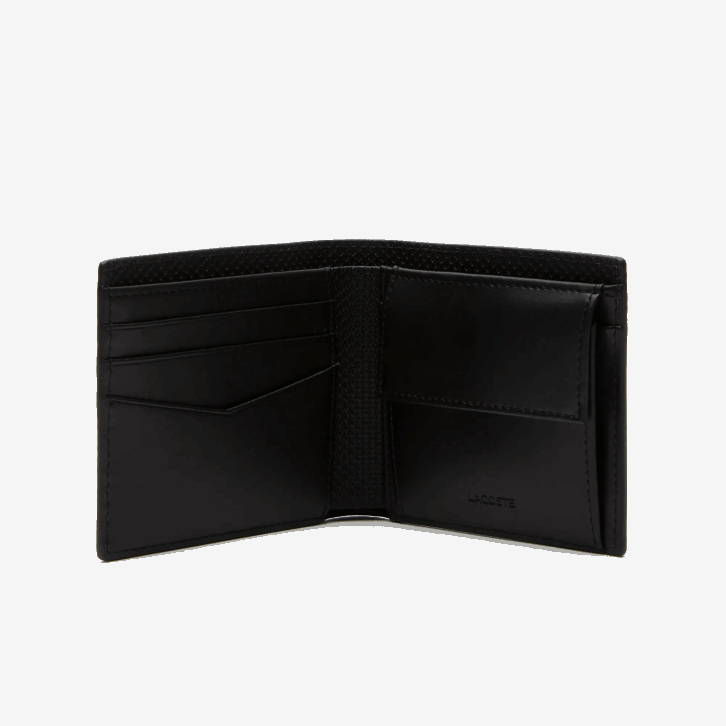 homens Lacoste preto 000 carteira de couro bezerro chantaco 08D01995