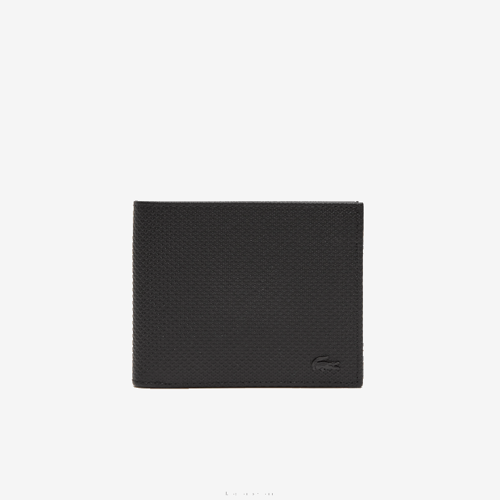 homens Lacoste preto 000 carteira de couro dobrável 08D02125