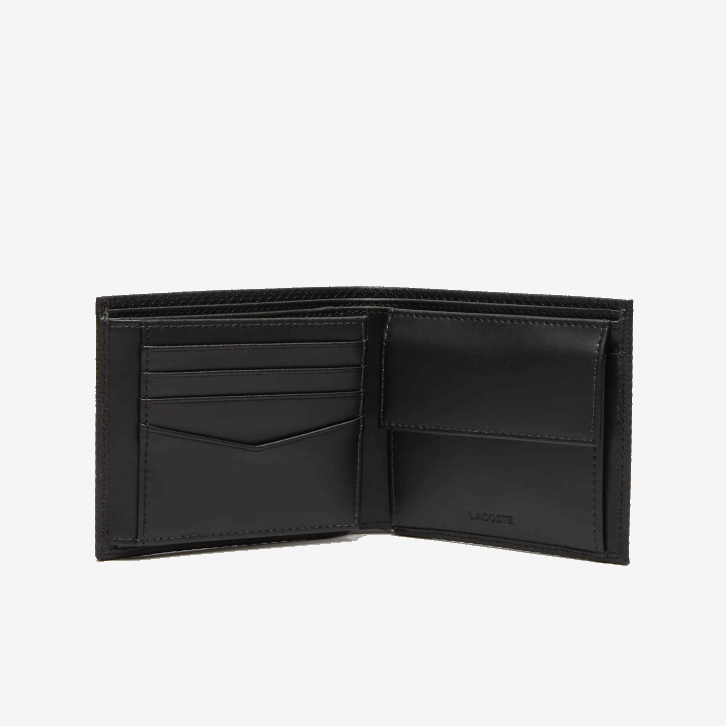 homens Lacoste preto 000 carteira de couro dobrável 08D02125