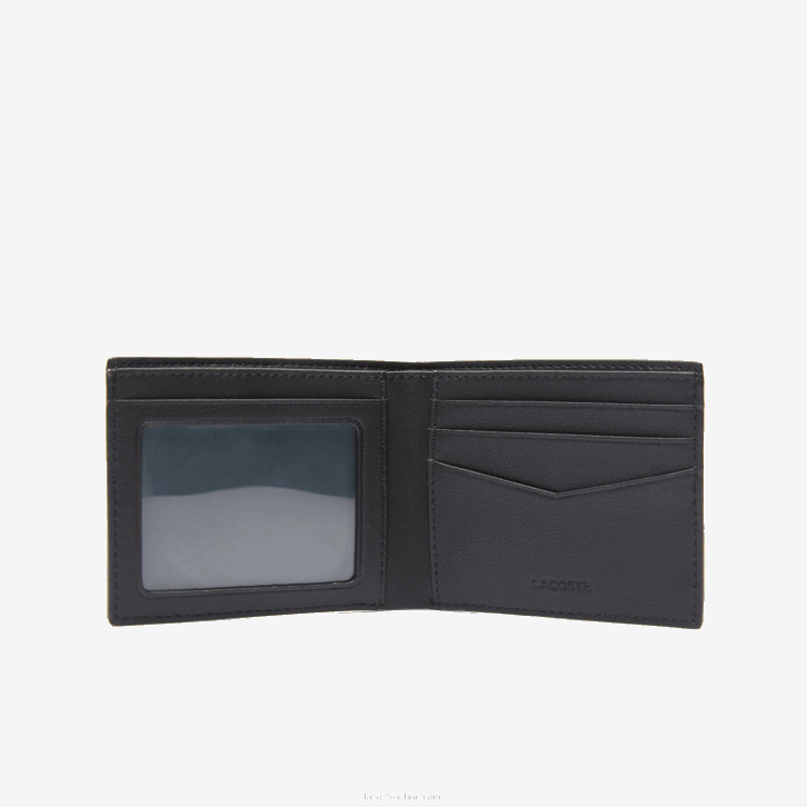 homens Lacoste preto 000 carteira dobrável com slot para cartão interno 08D01994