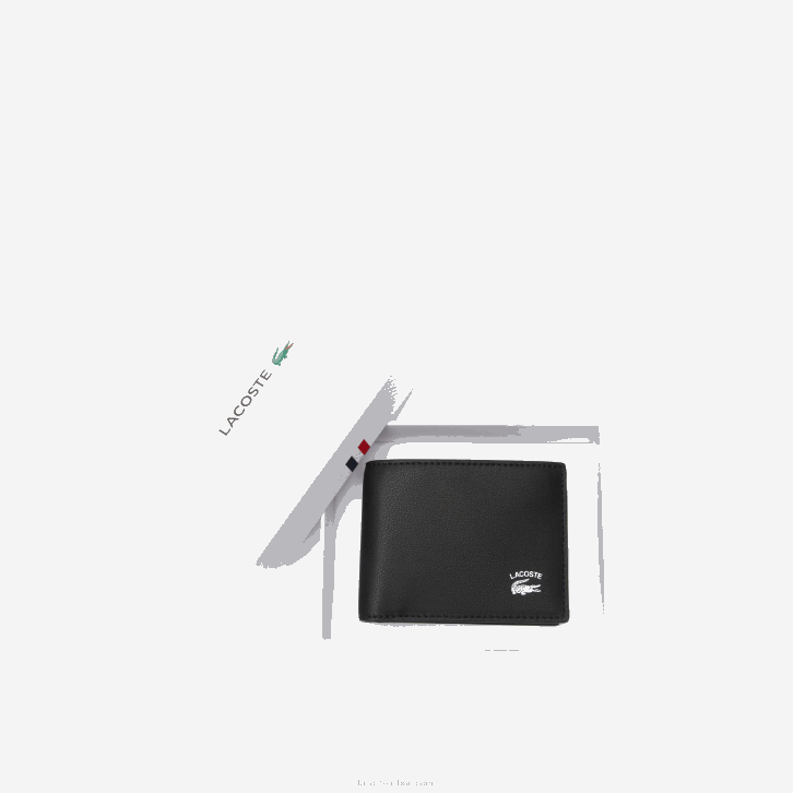homens Lacoste preto 000 carteira dobrável com slot para cartão interno 08D01994