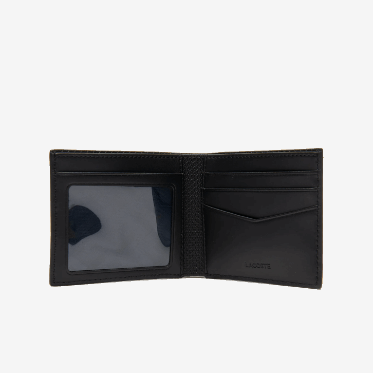 homens Lacoste preto 000 carteira três cartões em couro piquê chantaco 08D02063