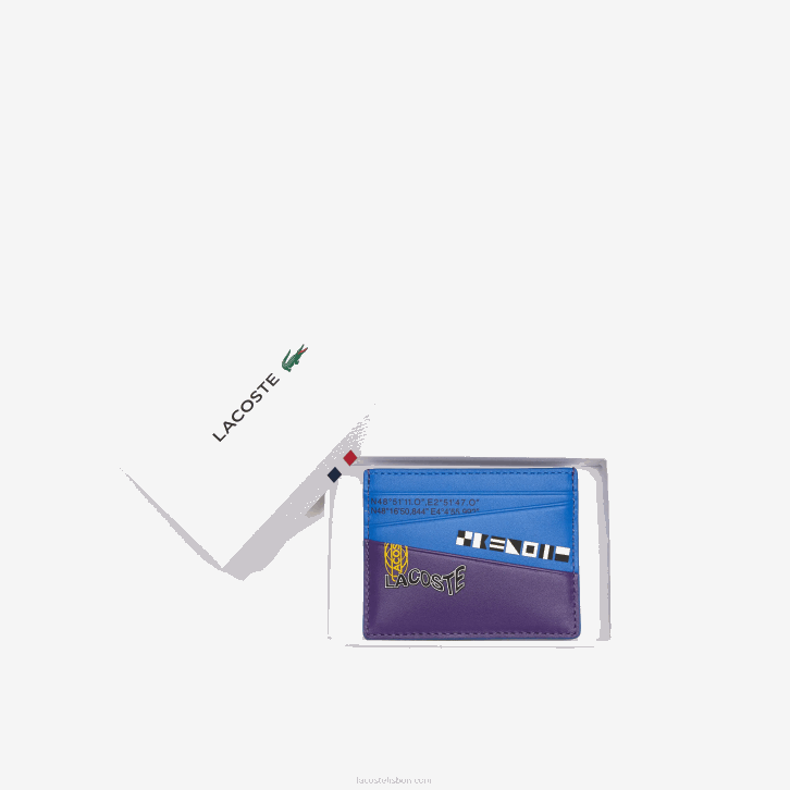homens Lacoste samui marinho k89 porta-cartões com impressão náutica color block 08D02132